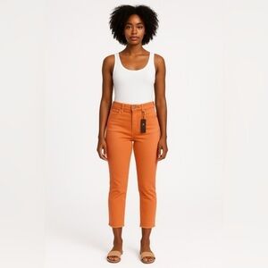 Mona High Rise Tractr Jeans Spanish Vanilla Denim Skinny Crop Fray MSRP $90 (D4)